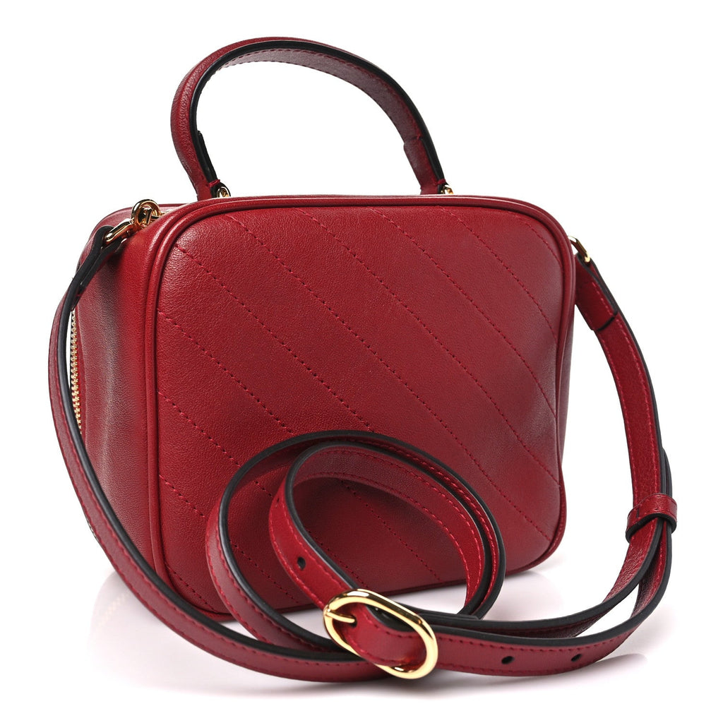 Sakai Be Green Calfskin Diagonal Stitched Blondie Top Handle Bag Rosso
