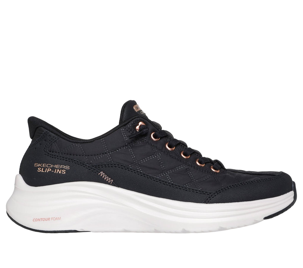 Skechers Slip-ins: Contour Foam - Cozy Fit Golden Hour, BLACK / ROSE GOLD