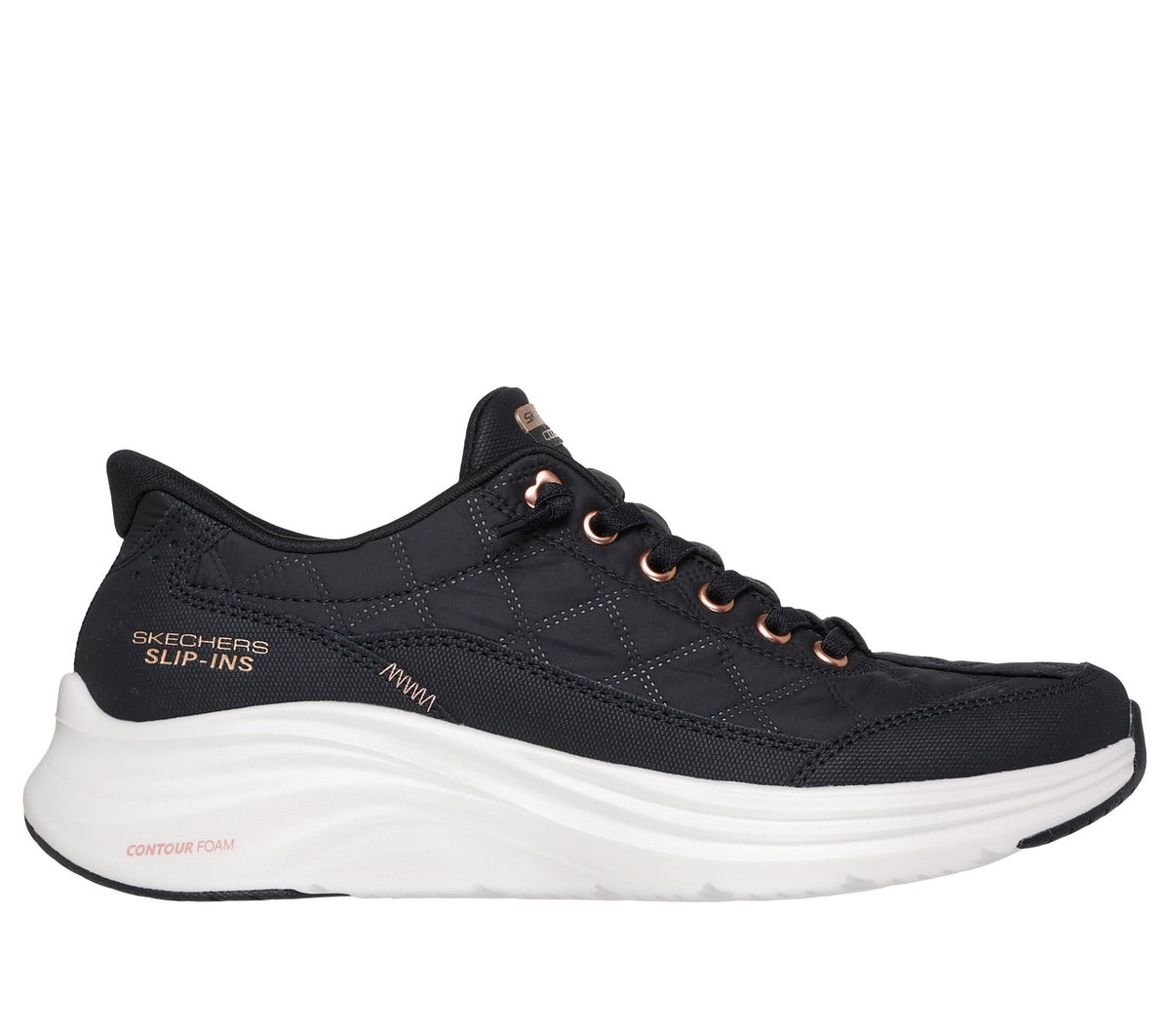 Skechers Slip-ins: Contour Foam - Cozy Fit Golden Hour, BLACK / ROSE GOLD