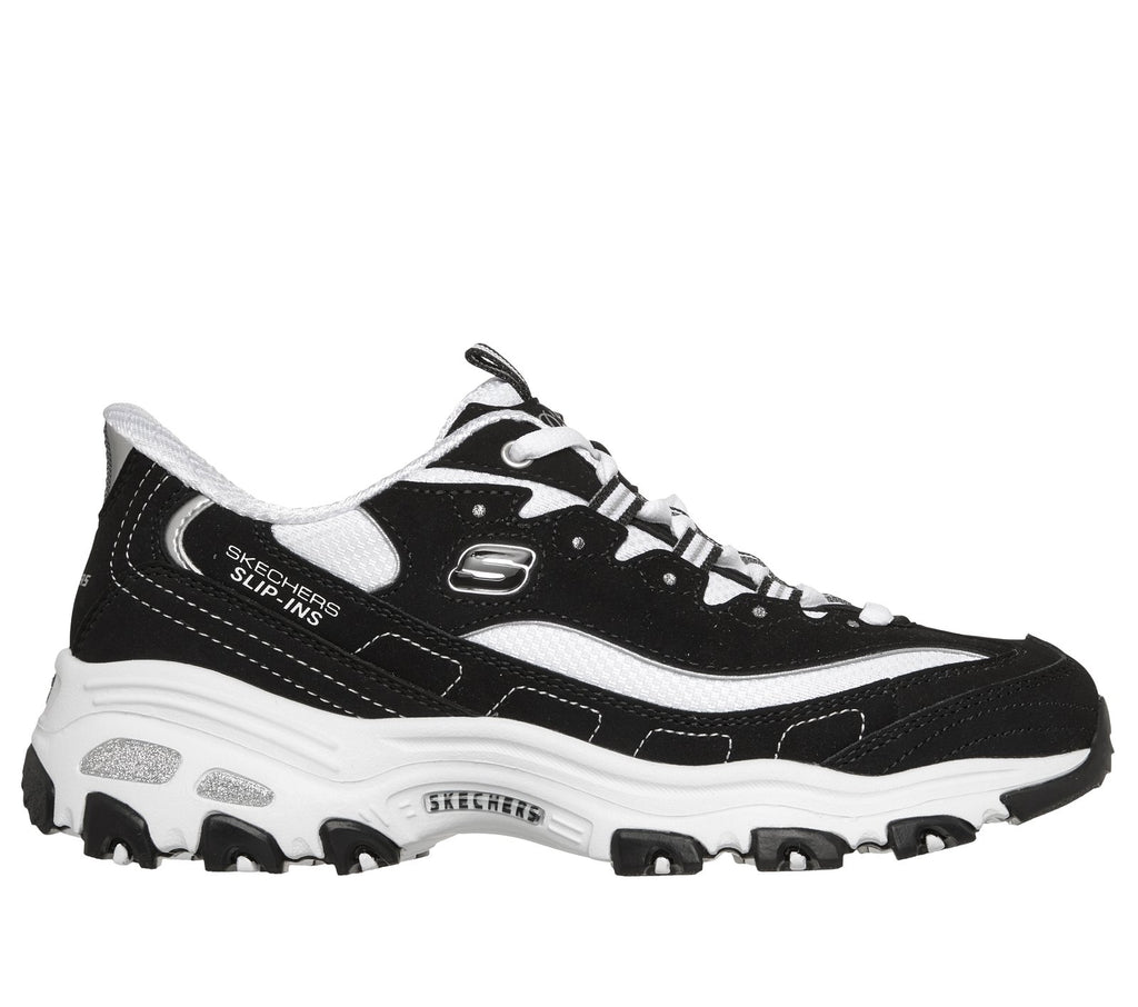 Skechers Slip-ins: D'Lites - Fan Girl, BLACK / WHITE