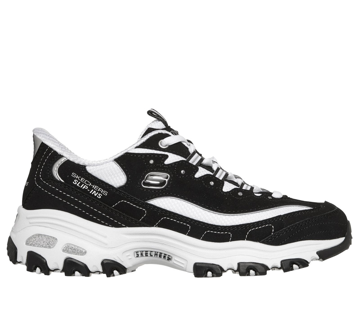 Skechers Slip-ins: D'Lites - Fan Girl, BLACK / WHITE