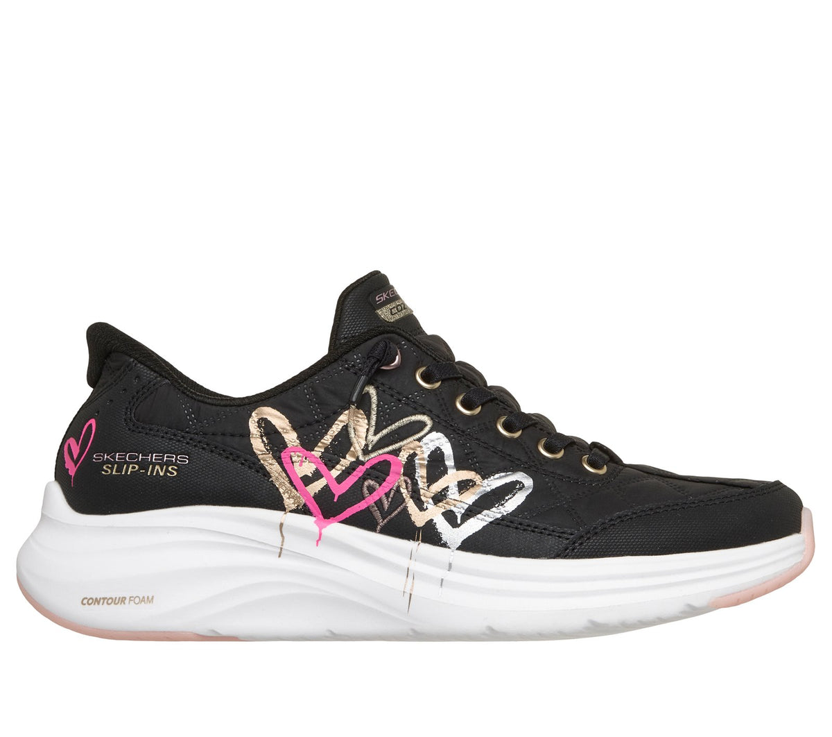 Skechers Slip-ins JGoldcrown: Contour Foam - Cozy Fit Golden Embrace, BLACK / GOLD