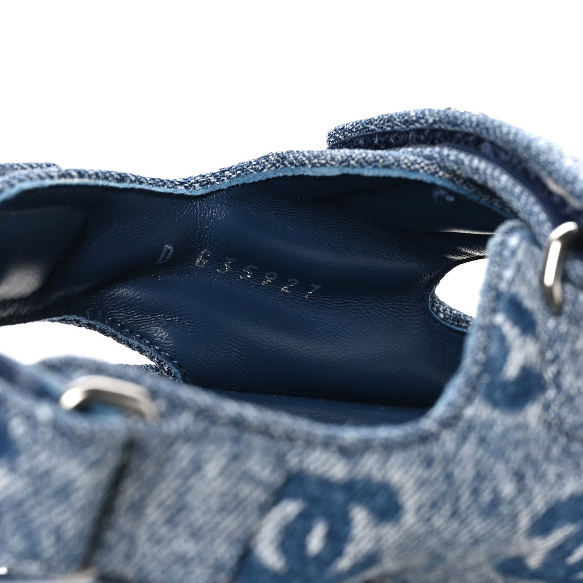 Denim CC Velcro Dad Chain CC Slide Sandals 38 Blue