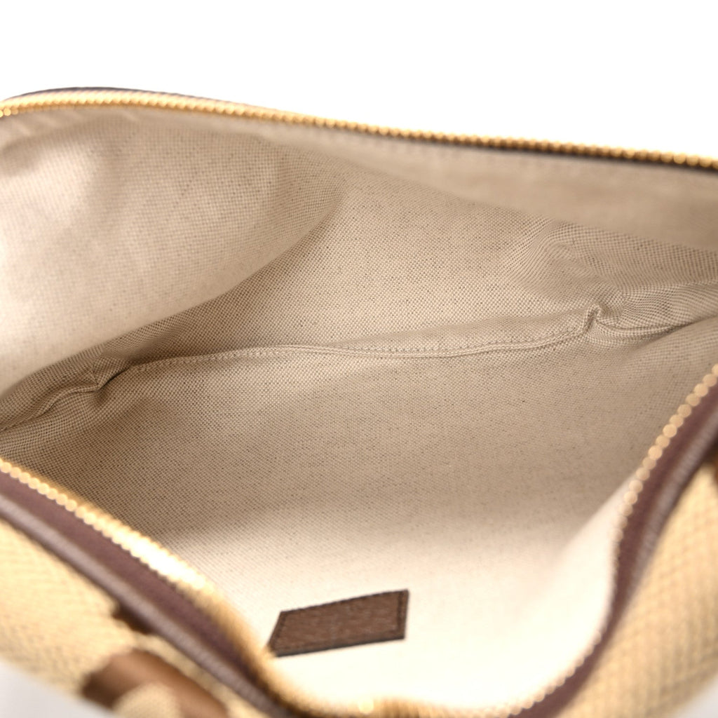 Monogram Jumbo GG Textured Dollar Calfskin Web Belt Bag Camel Ebony New Acero