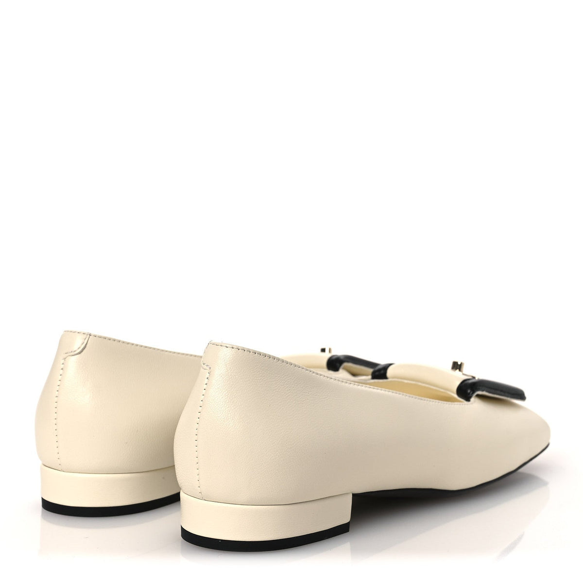 Lambskin Turnlock CC Ballet Flats 36 Ivory Black