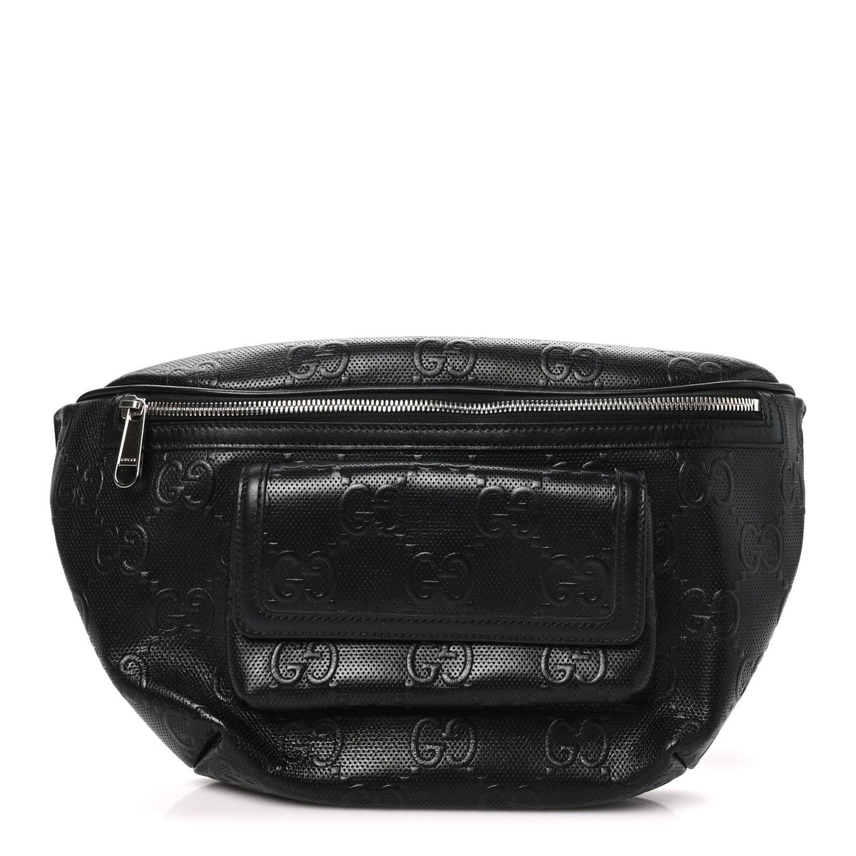 Calfskin GG Tennis Embossed Pocket Belt Bag Black