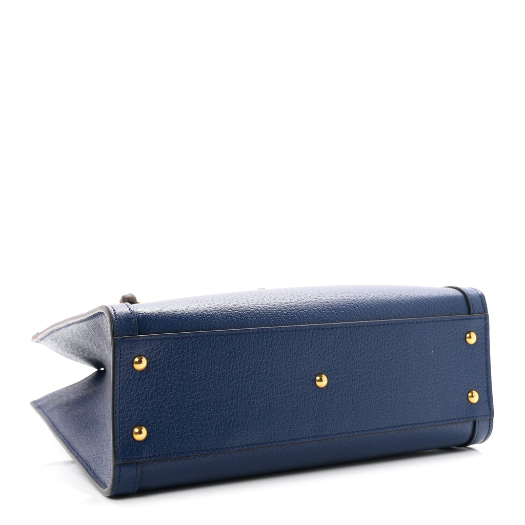 Textured Dollar Calfskin Web Small Diana Tote Bag Royal Crop