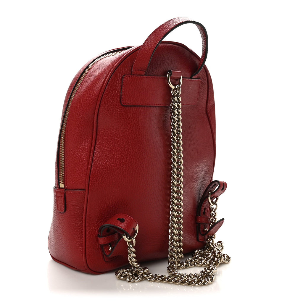 Pebbled Calfskin Soho Chain Backpack Hibiscus Red