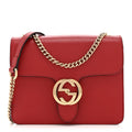 Dollar Calfskin Small Interlocking G Shoulder Bag Red