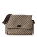 GG Plus Monogram Messenger Diaper Bag Dark Brown
