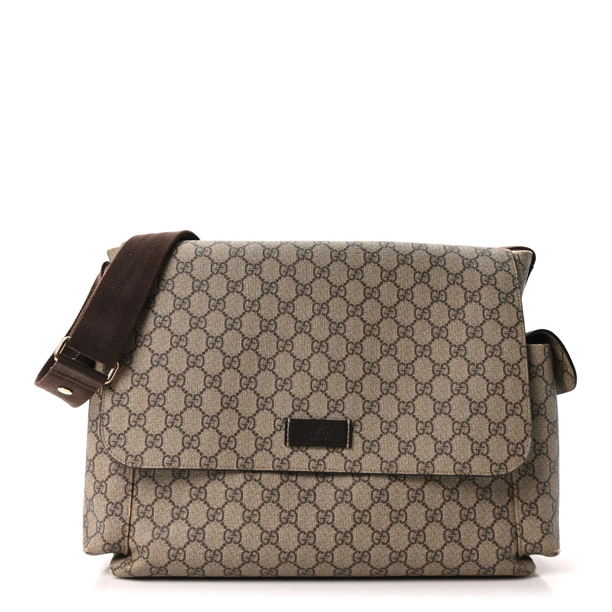 GG Plus Monogram Messenger Diaper Bag Dark Brown