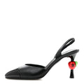 Lambskin Patent Cap Toe CC Apple Slingback Pumps 37 Black