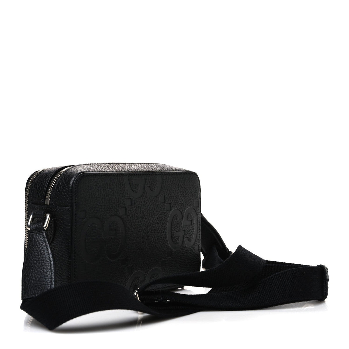 Piuma Calfskin Jumbo GG Embossed Super Mini Messenger Bag Black