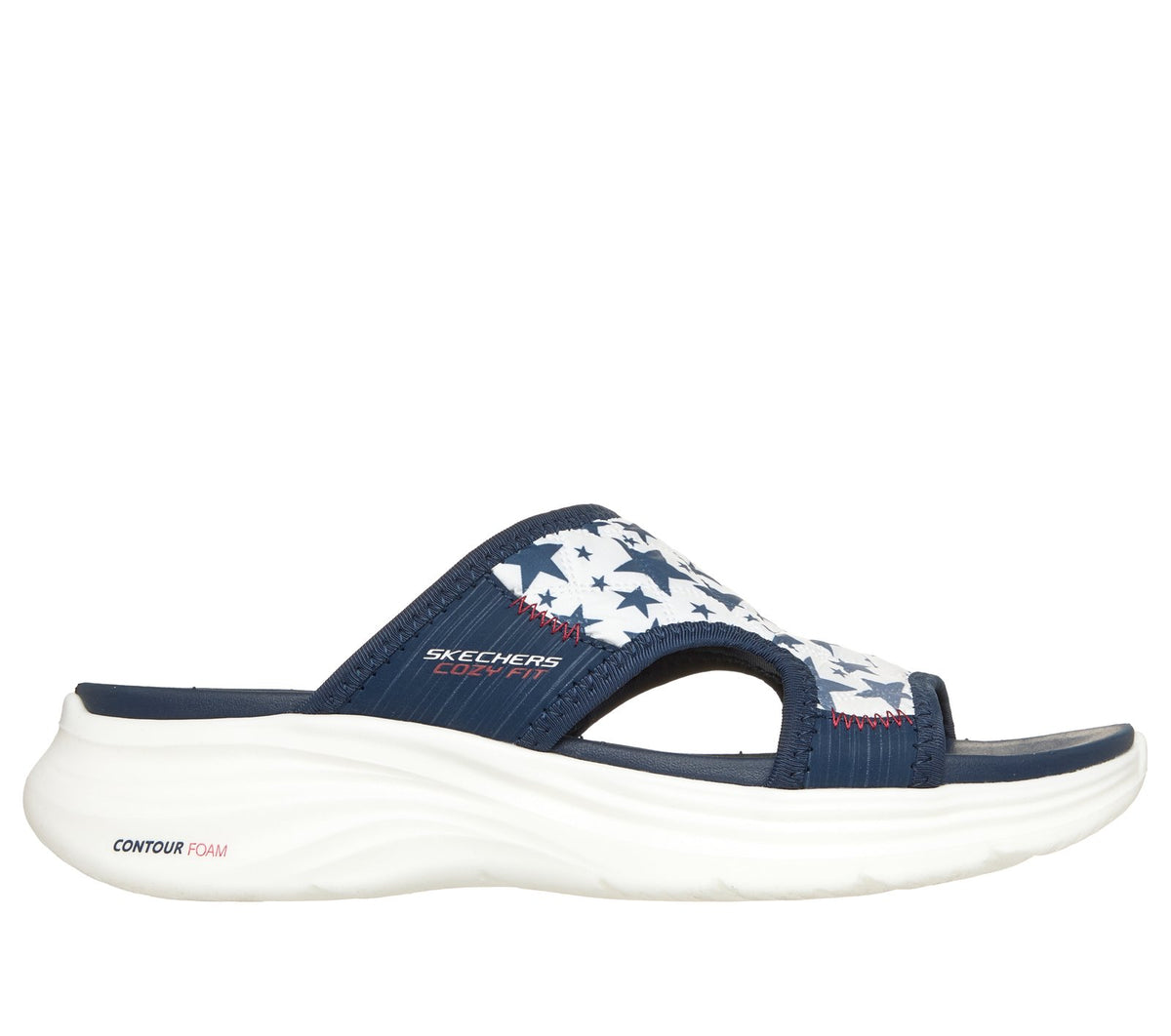 Contour Foam Sandal - Cozy Fit Americana Aura, WHITE / NAVY