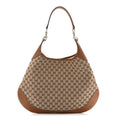 GG Supreme B Large Shoulder Bag Beige Dark Brown