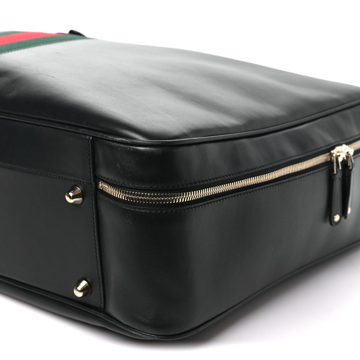 Calfskin Web Suitcase Black