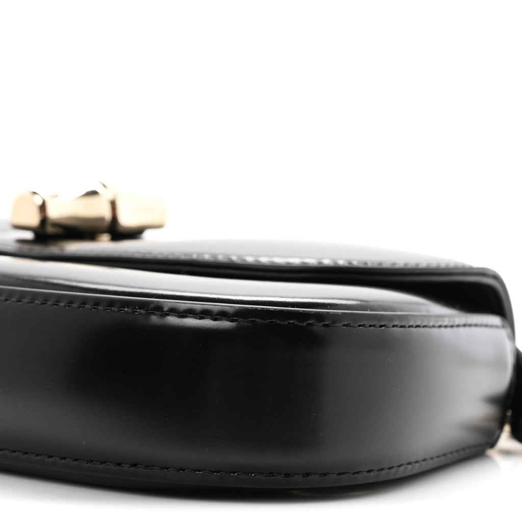 Shiny Calfskin Small Bamboo Night Bag Black