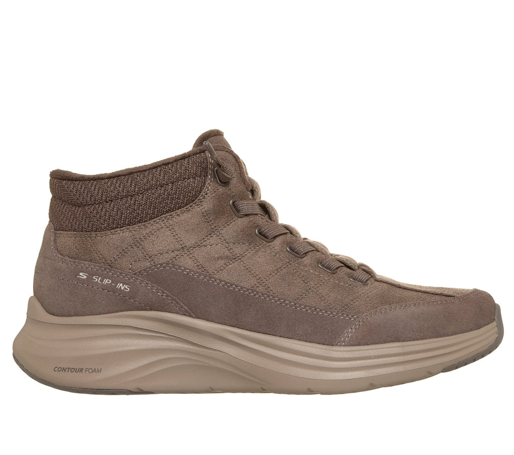 Skechers Slip-ins Relaxed Fit: Contour Foam Boot - Cozy Fit Drift, DARK TAUPE