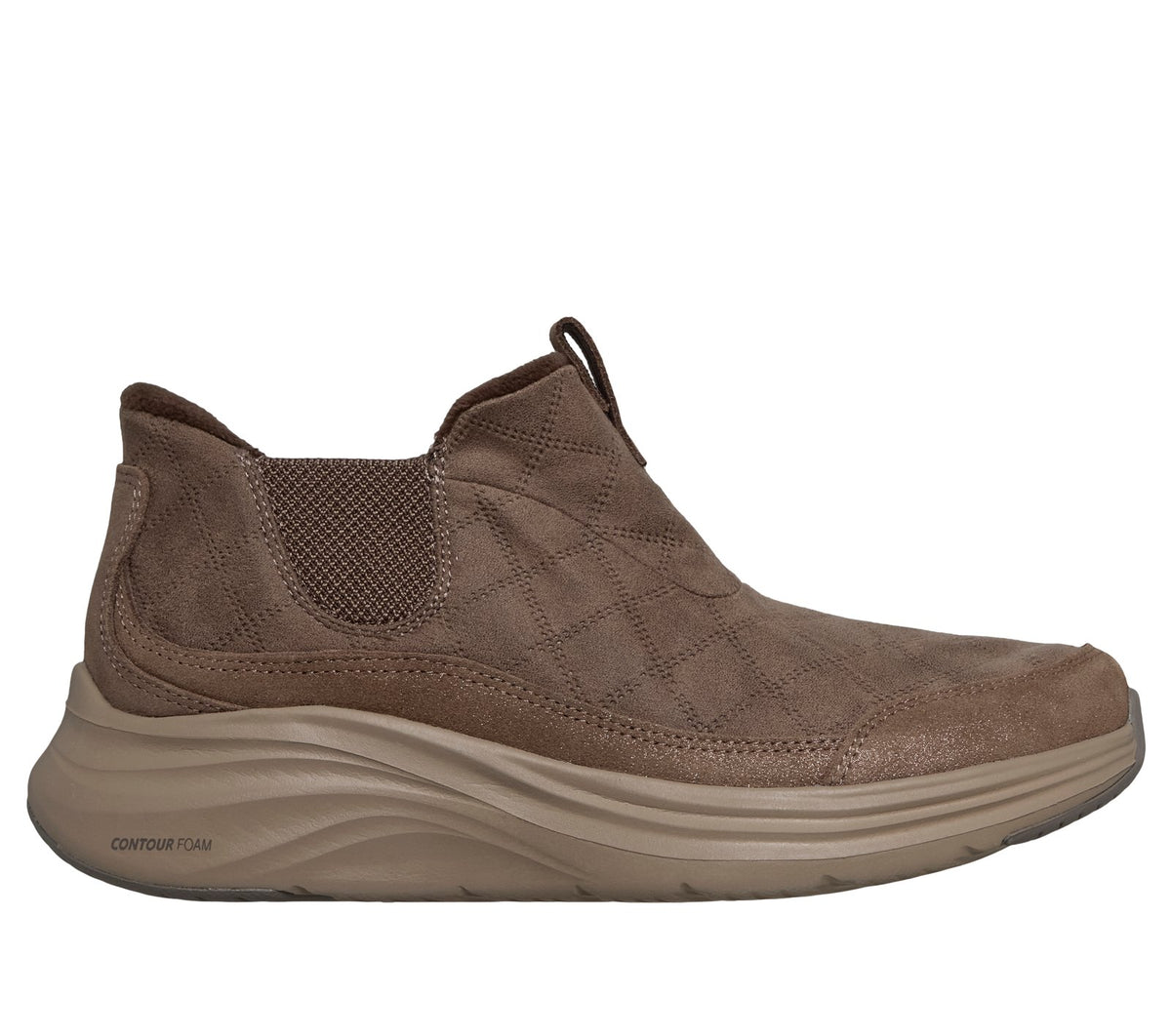 Skechers Slip-ins Relaxed Fit: Contour Foam Boot - Cozy Fit Dash, DARK TAUPE