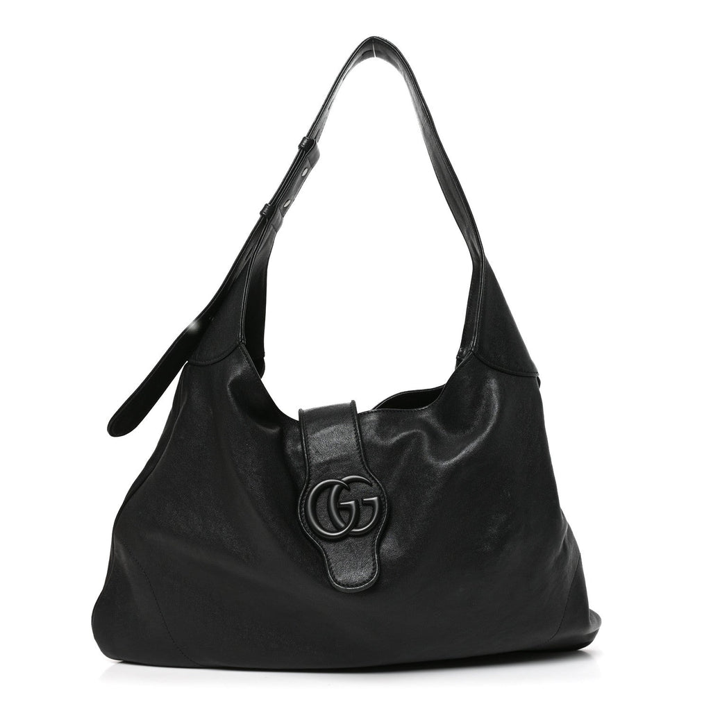 Goatskin Monochrome Large Aphrodite Shoulder Bag Black