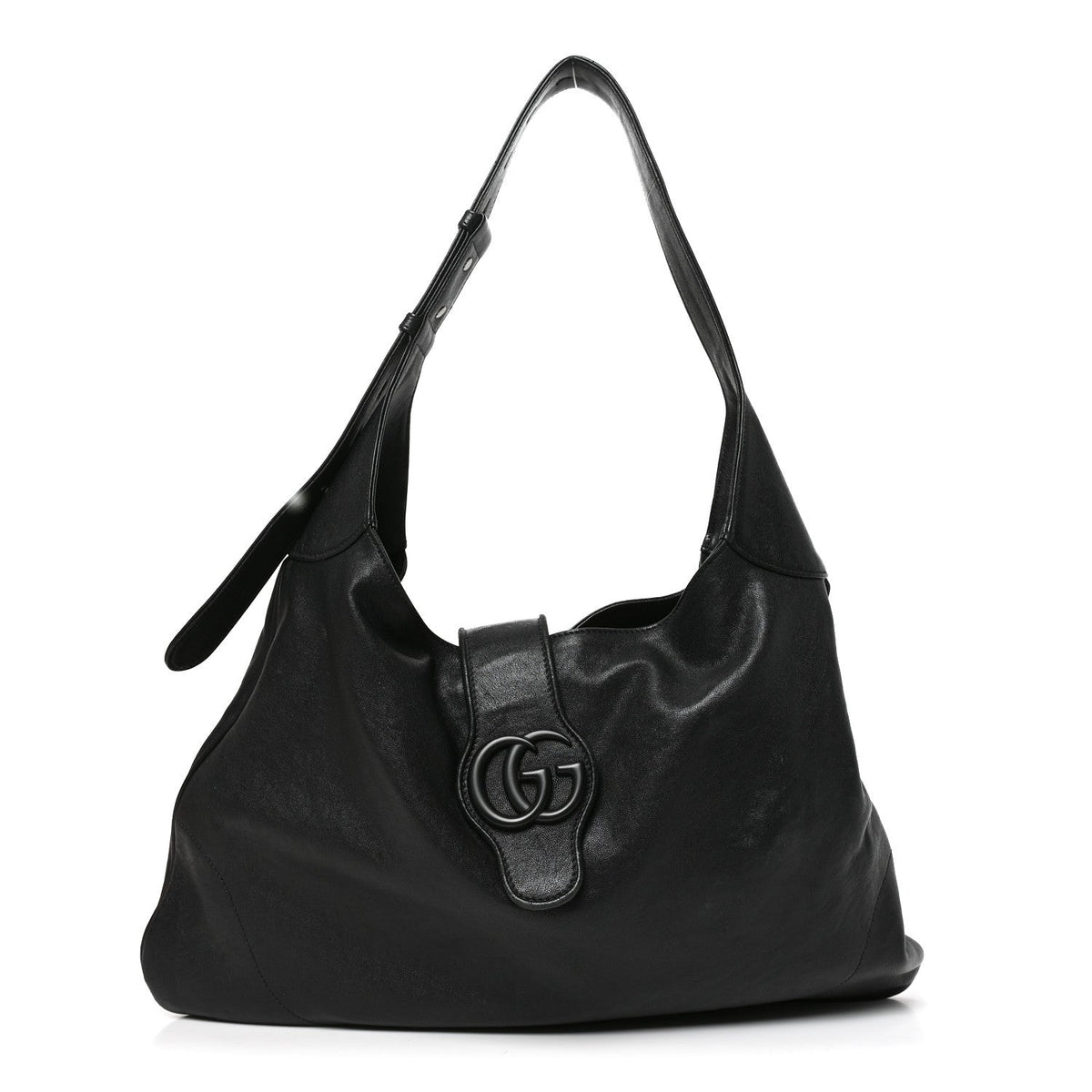Goatskin Monochrome Large Aphrodite Shoulder Bag Black