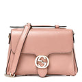 Dollar Calfskin Interlocking G Top Handle Shoulder Bag Soft Pink