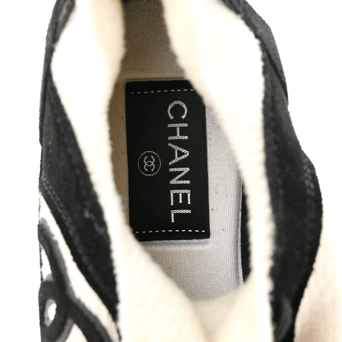 Fabric Suede Calfskin CC Sneakers 38 White Black