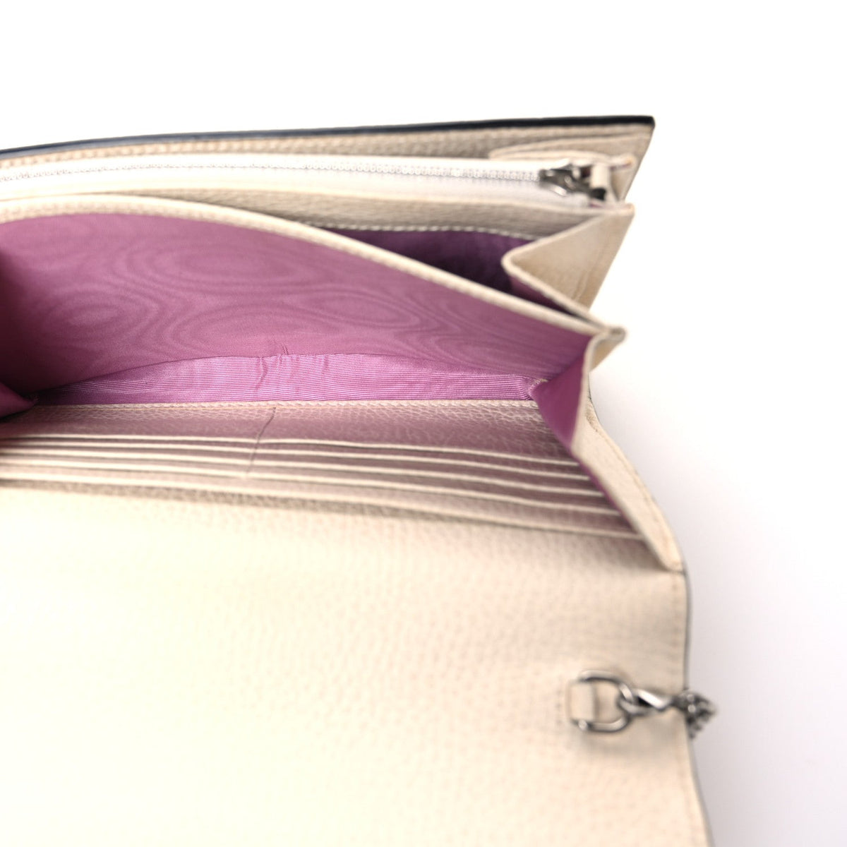 Dollar Calfskin Mini Dionysus Chain Wallet Mystic White
