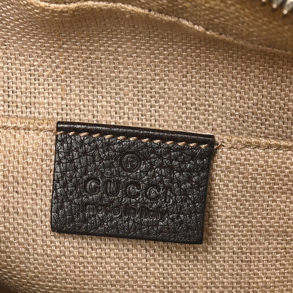 GG Supreme Monogram Web Small Webby Bee Shoulder Bag Dark Brown
