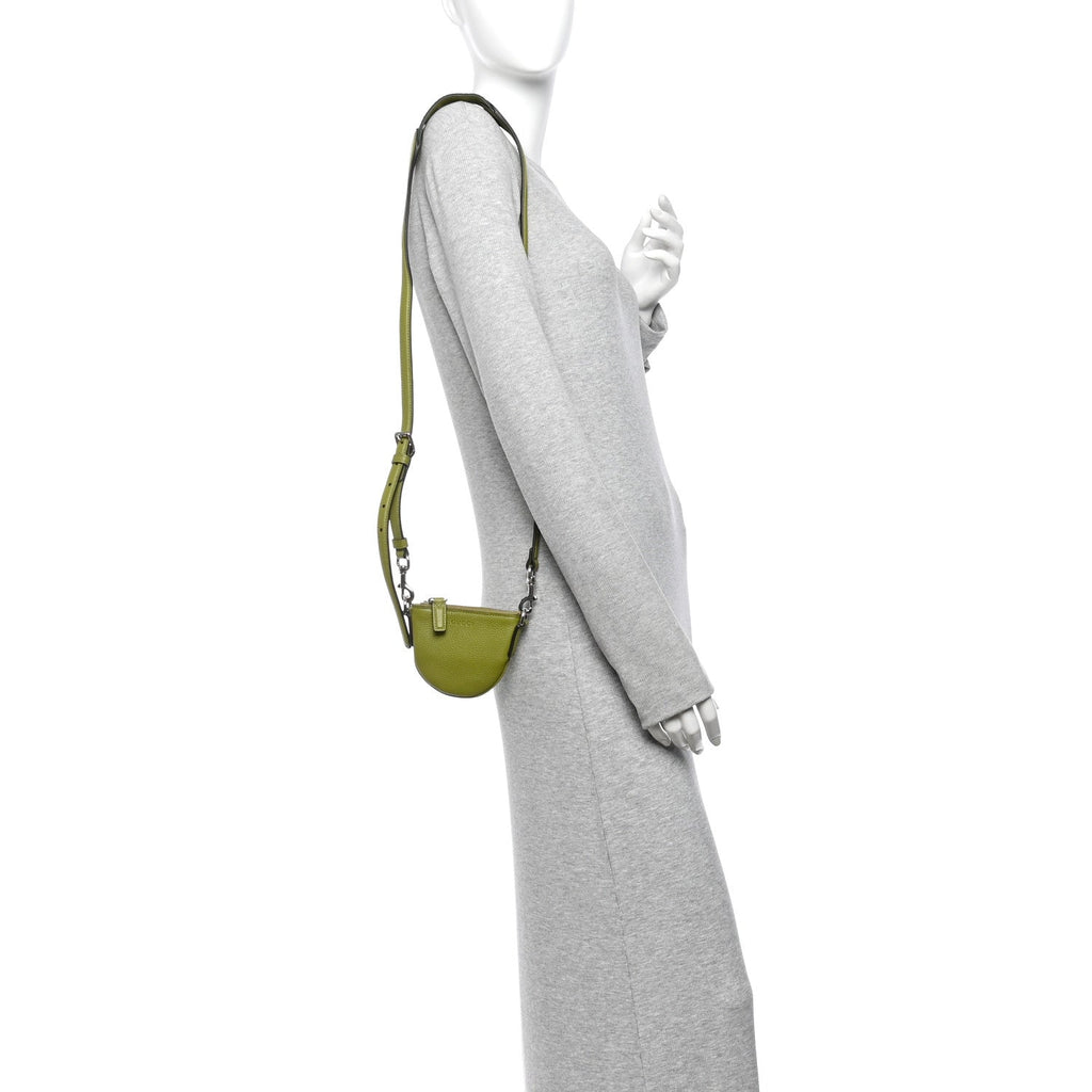 Pebbled Calfskin Mini B Shoulder Bag Olive Green