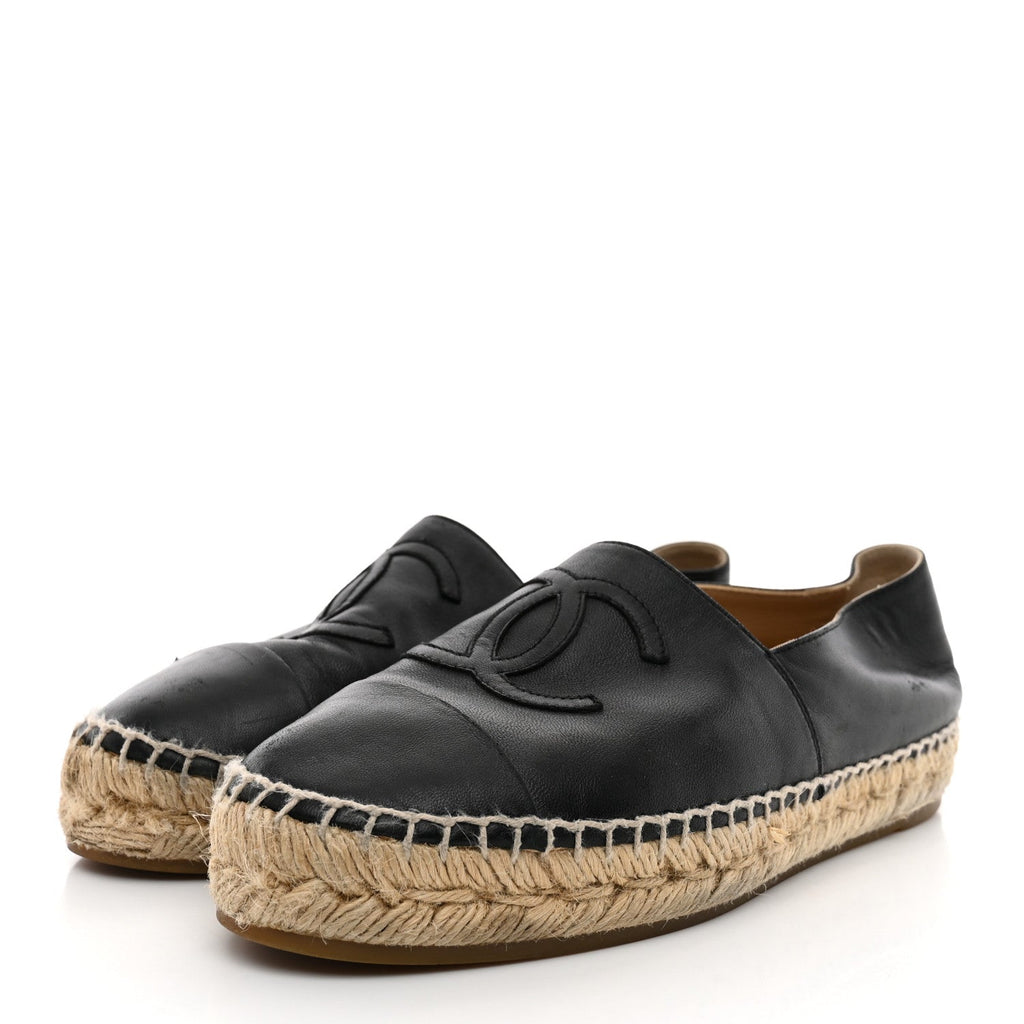 Lambskin CC Espadrilles 37 Black