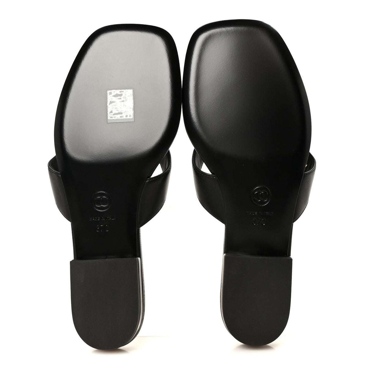 Lambskin CC Thong Sandals 37 Black