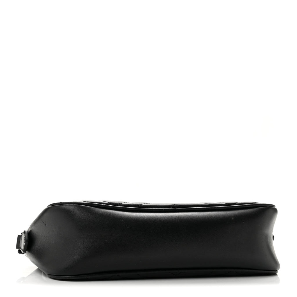 Calfskin Matelasse Monochrome Small GG Marmont Chain Shoulder Bag Black