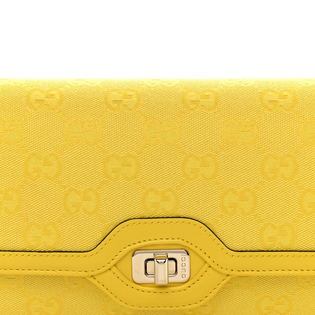 GG Monogram Textured Dollar Calfskin Small Luce Shoulder Bag Yellow