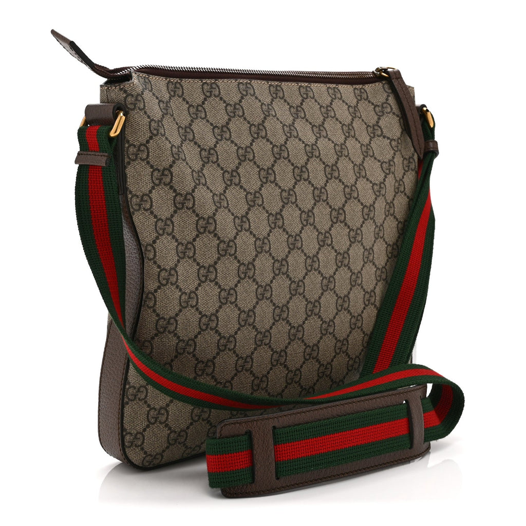 Soft GG Supreme Monogram Courrier Web Medium Flat Messenger Bag Beige New Acero Multicolor