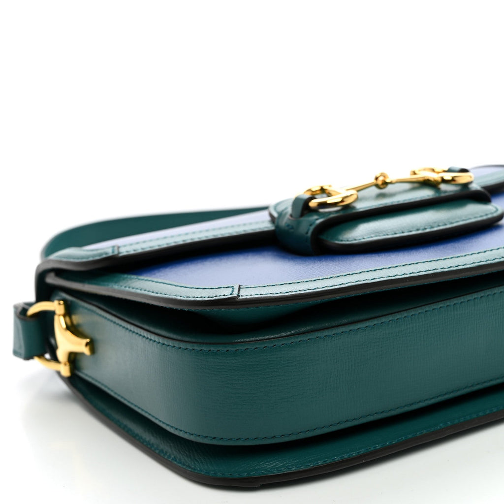Azalea Calfskin Horsebit 1955 Shoulder Bag Imperial Blue Pavone