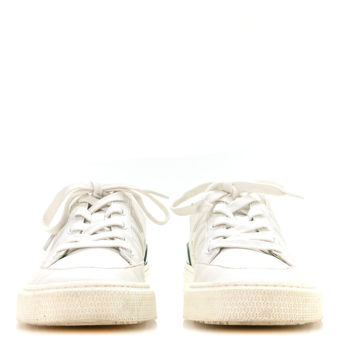 Crocodile Calfskin Deep Sneakers 37.5 White Vert Jade