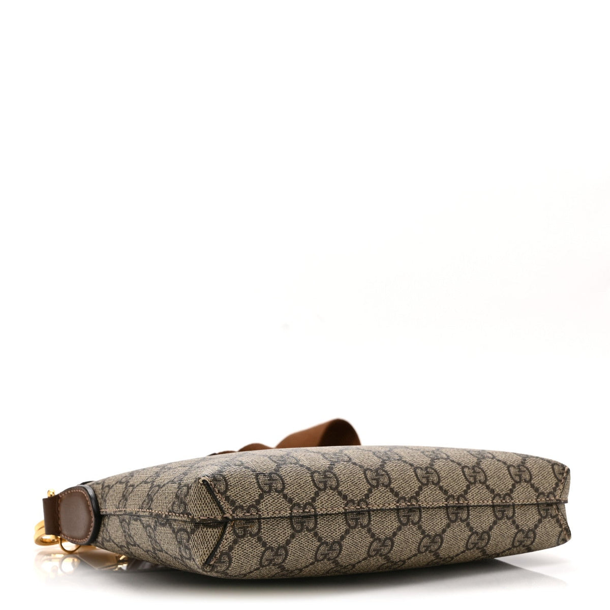 GG Supreme Monogram Azalea Calfskin Small Retro Interlocking G Wristlet Messenger Bag Beige Ebony Brown Sugar