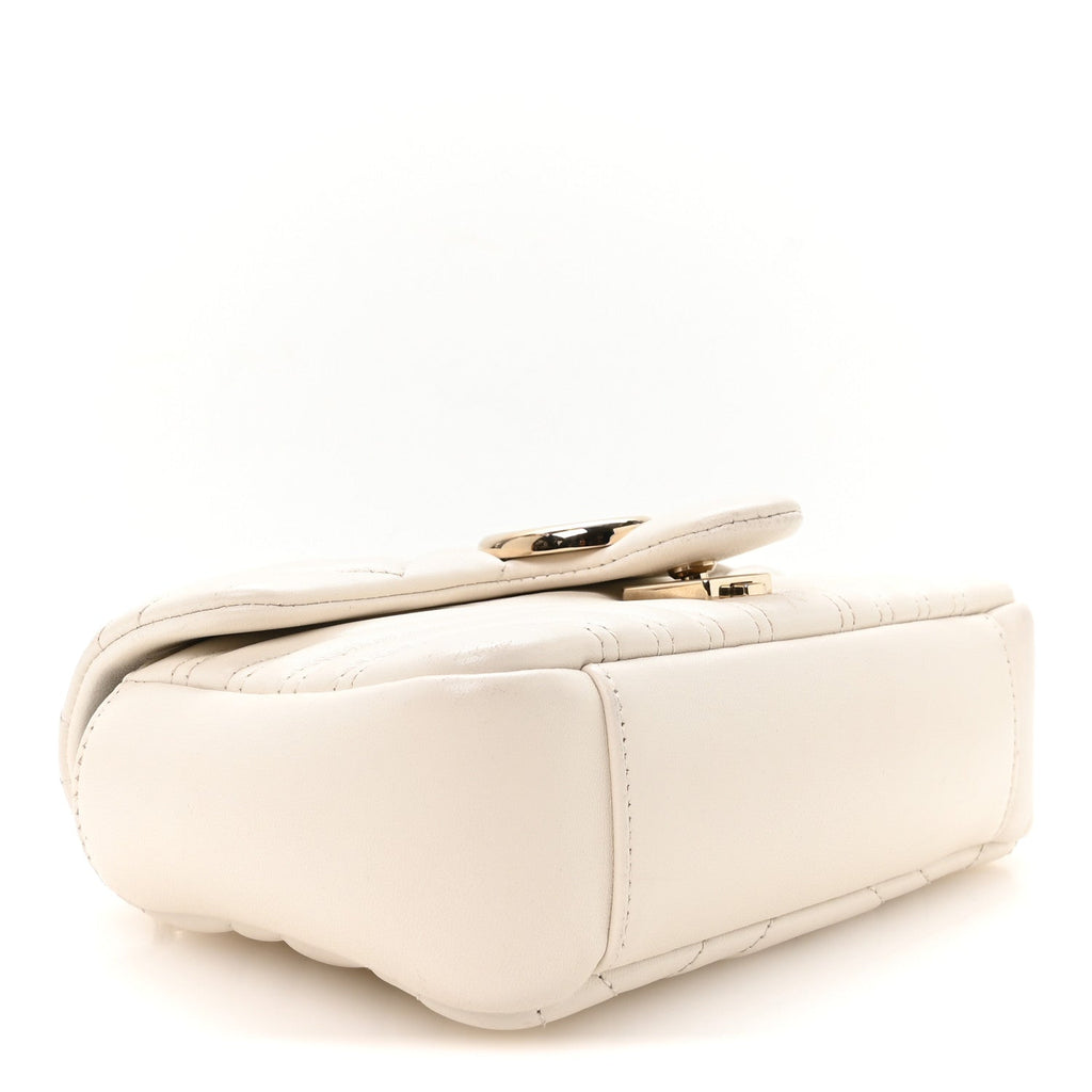 Lambskin Matelasse Small GG Marmont Shoulder Bag White