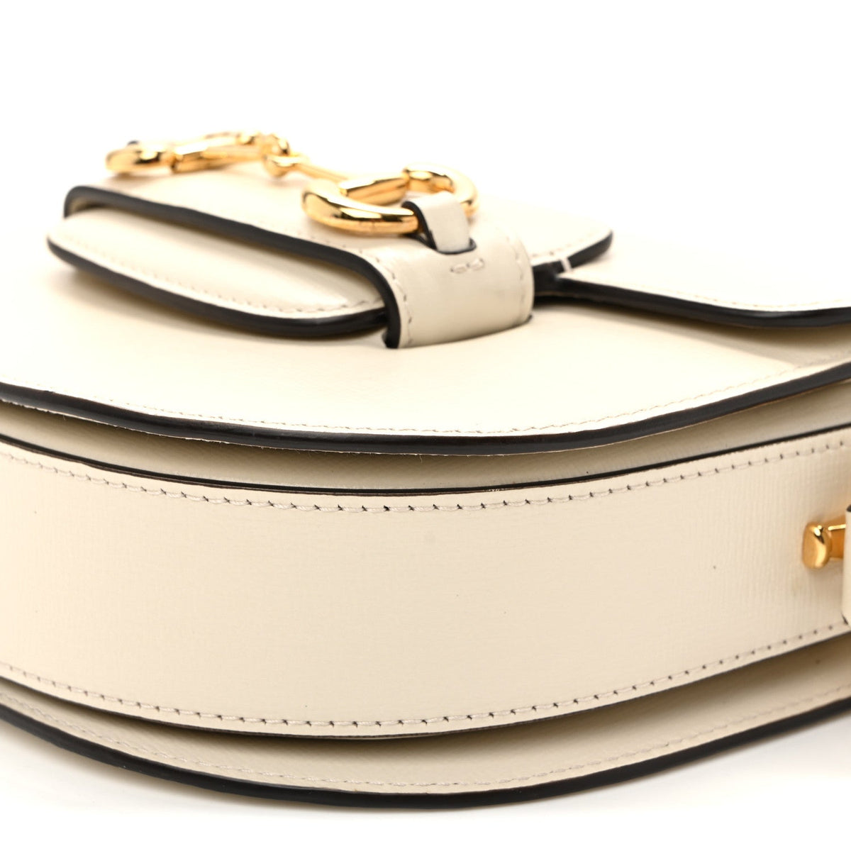 Azalea Calfskin Mini Horsebit 1955 Rounded Shoulder Bag Mystic White