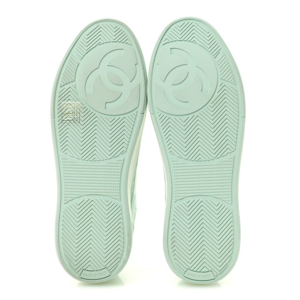Cotton Sneakers 38.5 Light Turquoise White