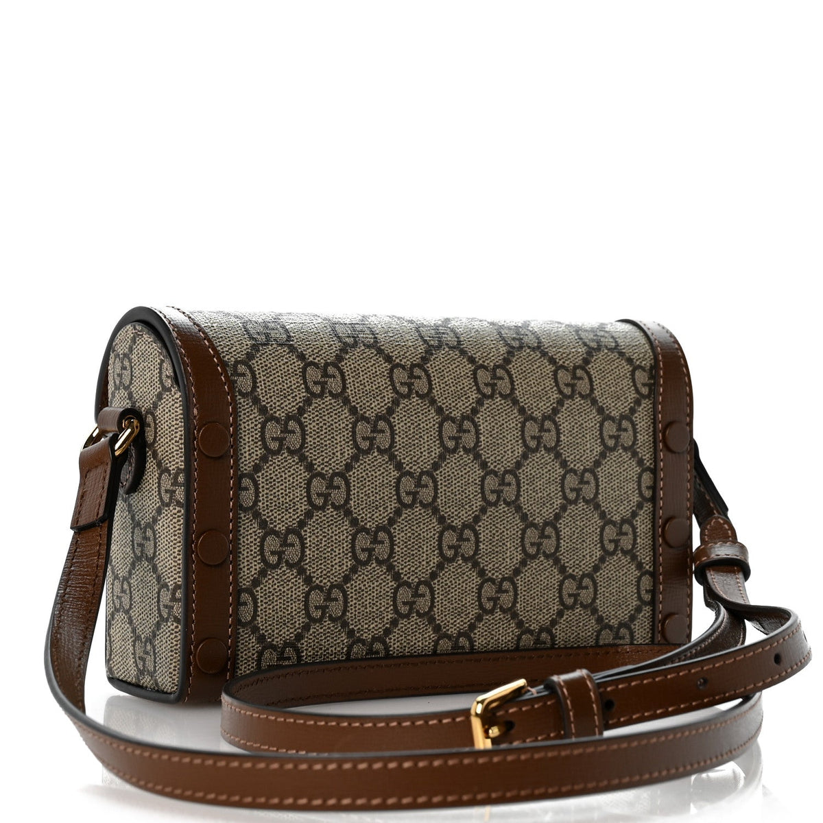 GG Supreme Monogram Mini Horsebit 1955 Shoulder Bag Beige Brown Sugar