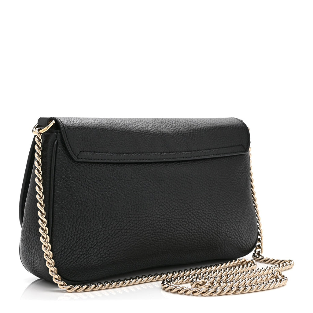 Pebbled Calfskin Medium Soho Flap Crossbody Black