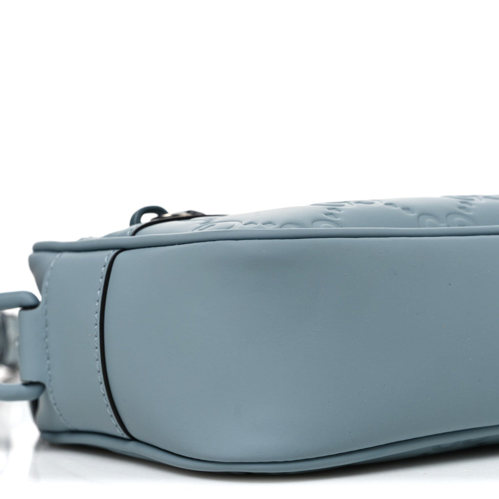 Rubber Effect Calfskin GG Mini Crossbody Bag Light Blue