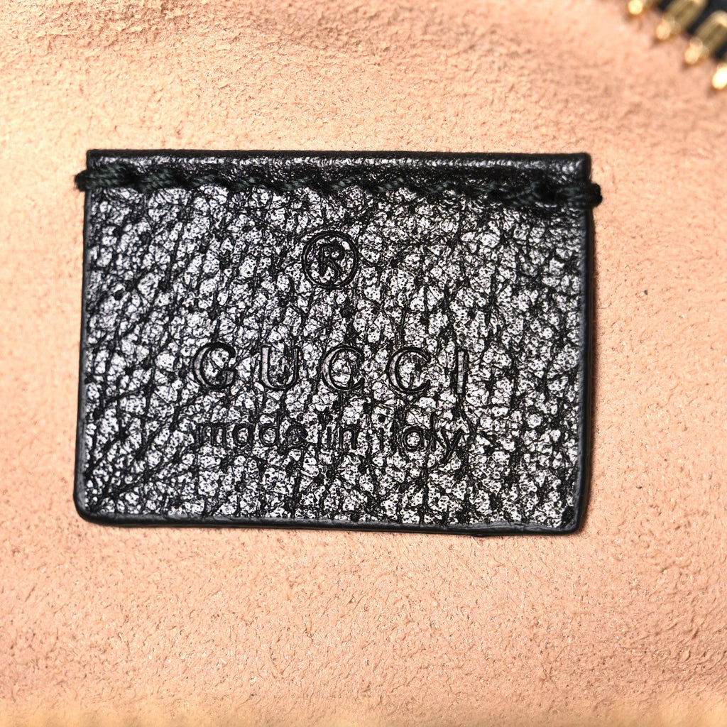 Grained Calfskin Web Mini Ophidia Round Shoulder Bag Black
