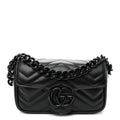 Calfskin Matelasse Monochrome GG Marmont Chain Belt Bag Black