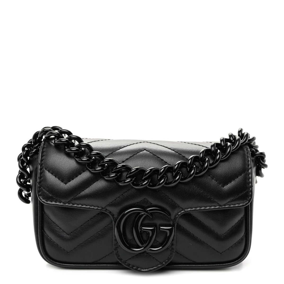 Calfskin Matelasse Monochrome GG Marmont Chain Belt Bag Black
