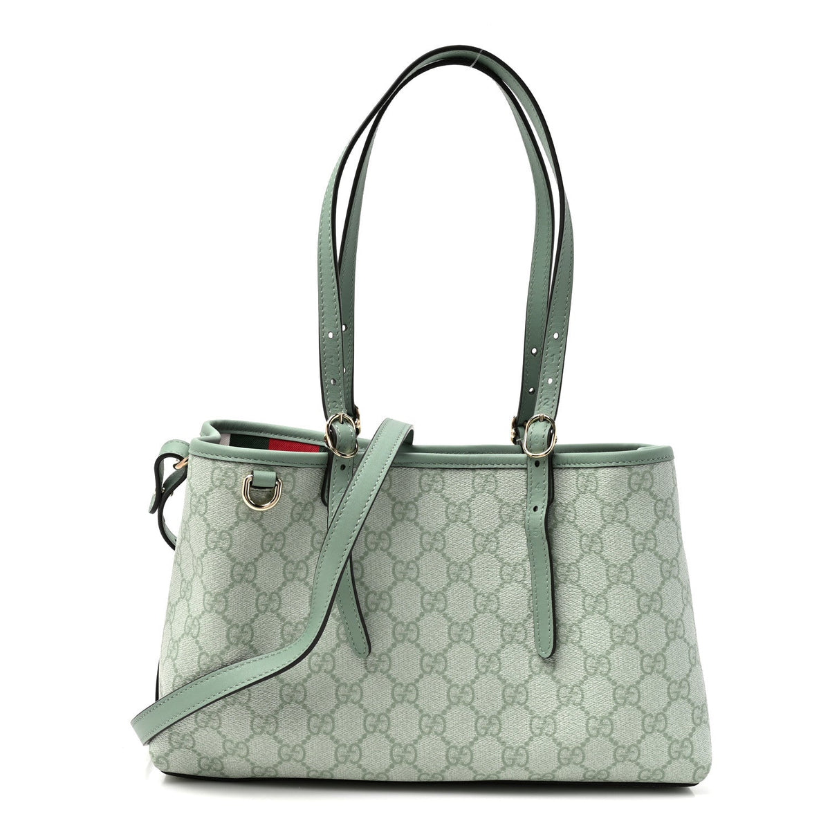 GG Supreme Monogram Emblem Medium Tote Bag Sage Green
