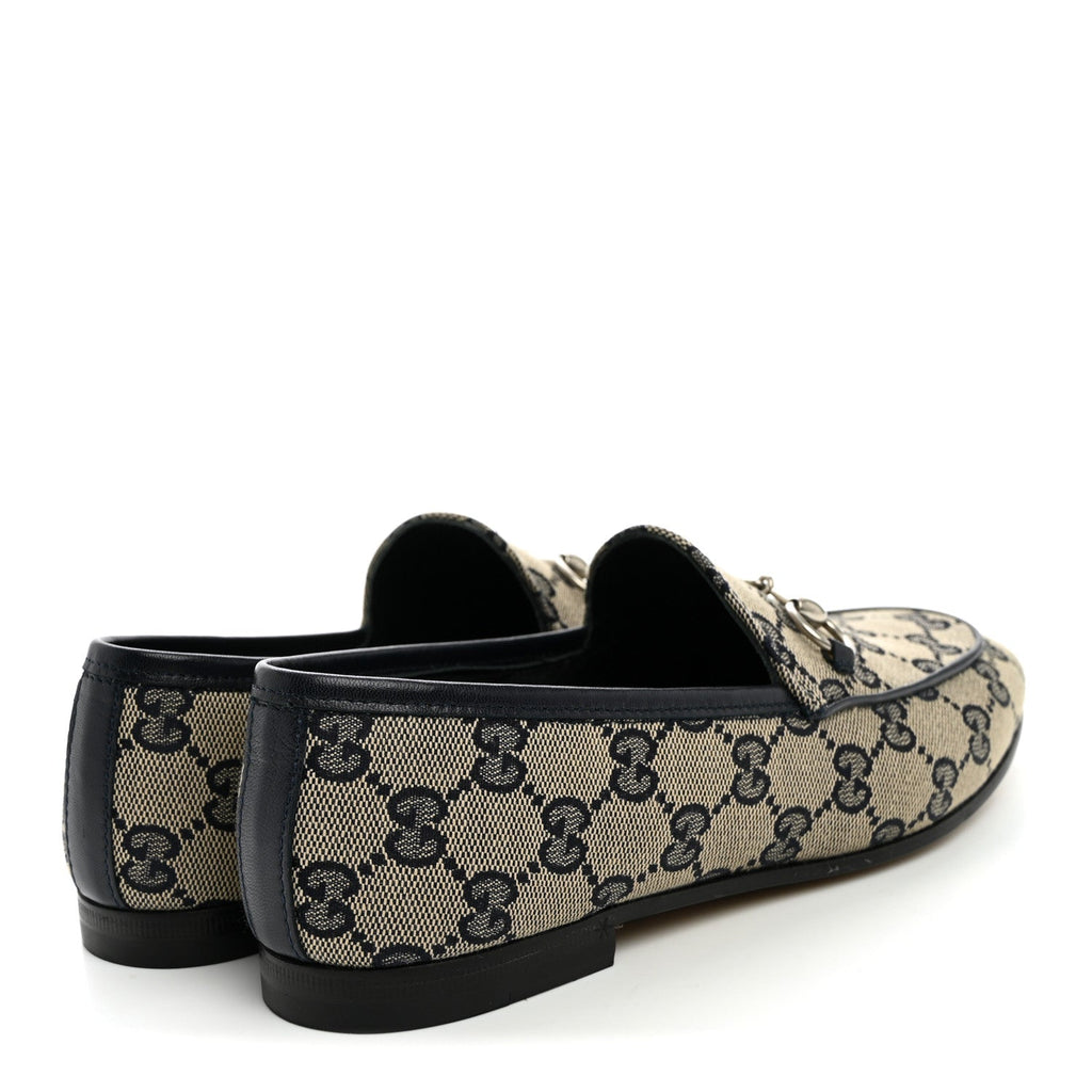 Monogram Malaga Kid Horsebit Womens Jordaan Loafers 36 Beige Blue 36 Beige Blue