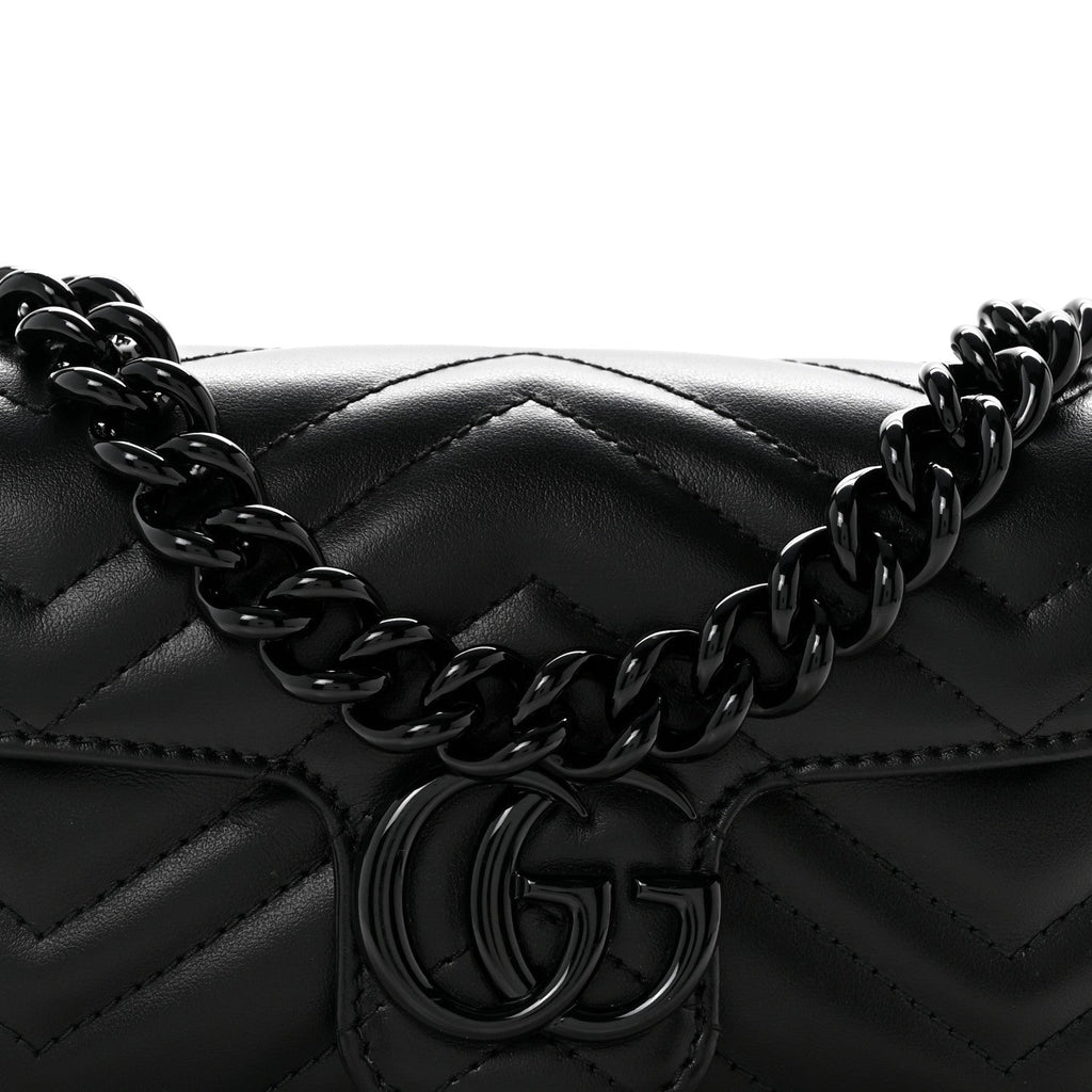Calfskin Matelasse Monochrome GG Marmont Chain Belt Bag Black
